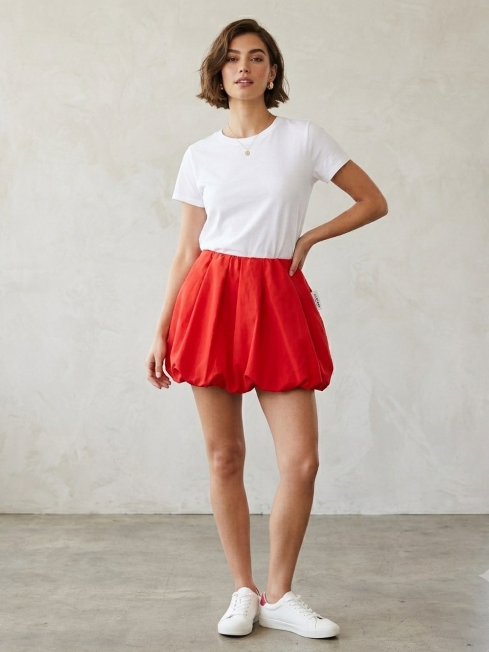 Old Navy Red Taffeta Bubble Mini Skirt L Balloon Hem Y2K Party Gameday Coquette